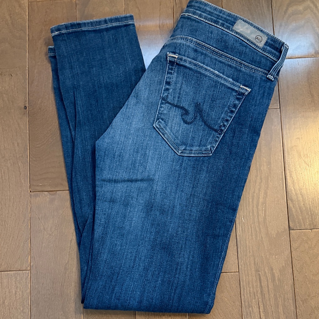 Ag Adriano Goldschmied Stevie Slim Straight Ankle Dark Blue Premium Denim Jeans